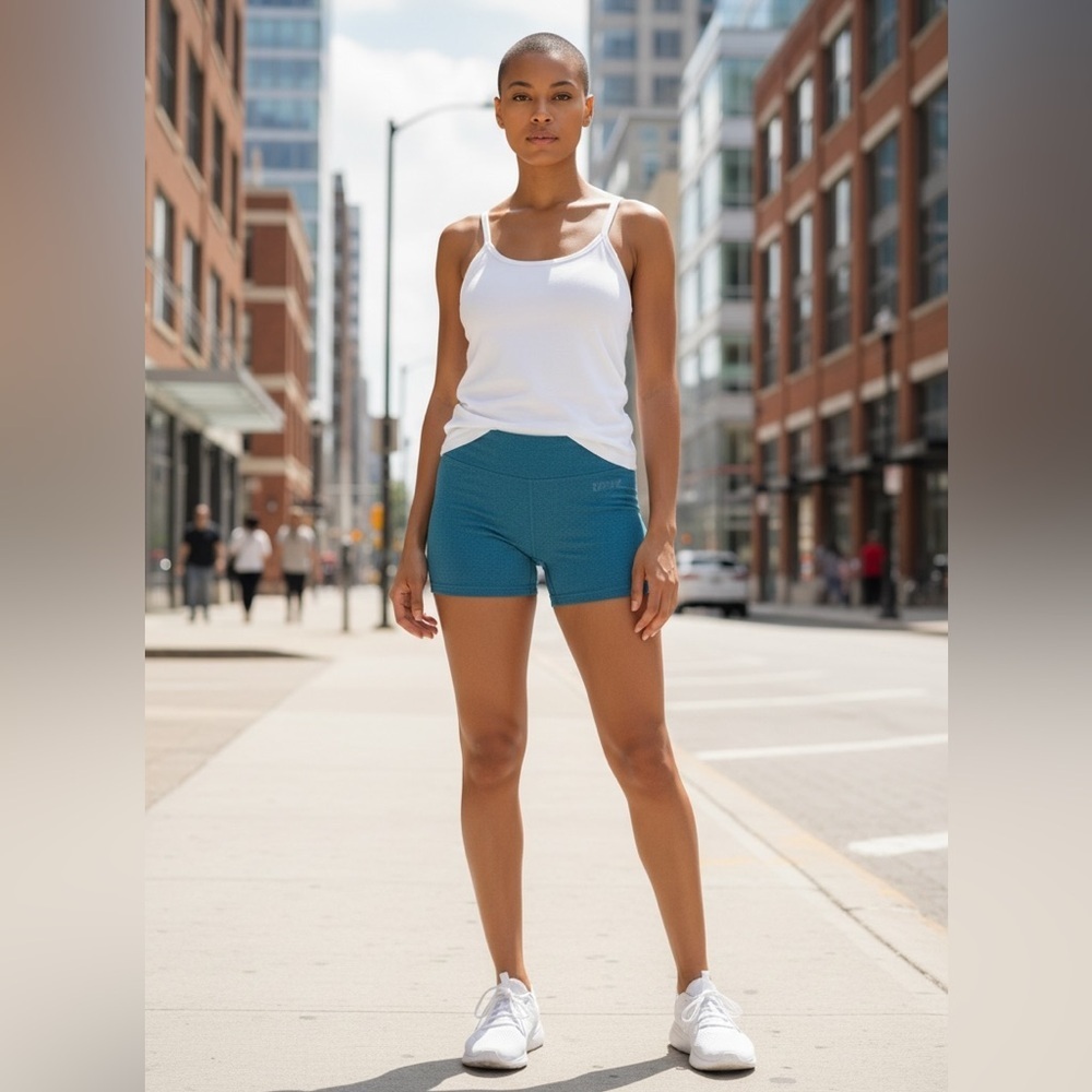 i.Fiv5 Simons Stretch Athletic Shorts Teal, Gym Yoga Running Athleisure, Large